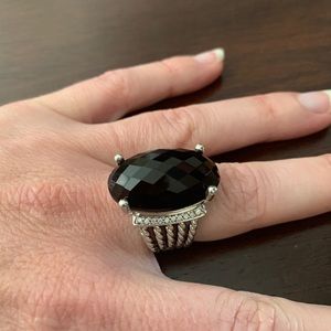 David Yurman 925 Silver Wheaton Onyx Ring Sz 6.5
